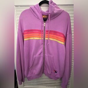 Aviator Nation Lavender Hoodie with Retro Sun Stripes